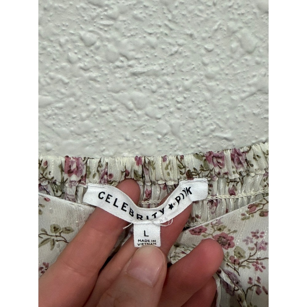 Dainty Floral Milkmaid Lace Corset Dress L Sheer Sleeves Cottagecore Fairycore - Picture 5 of 9
